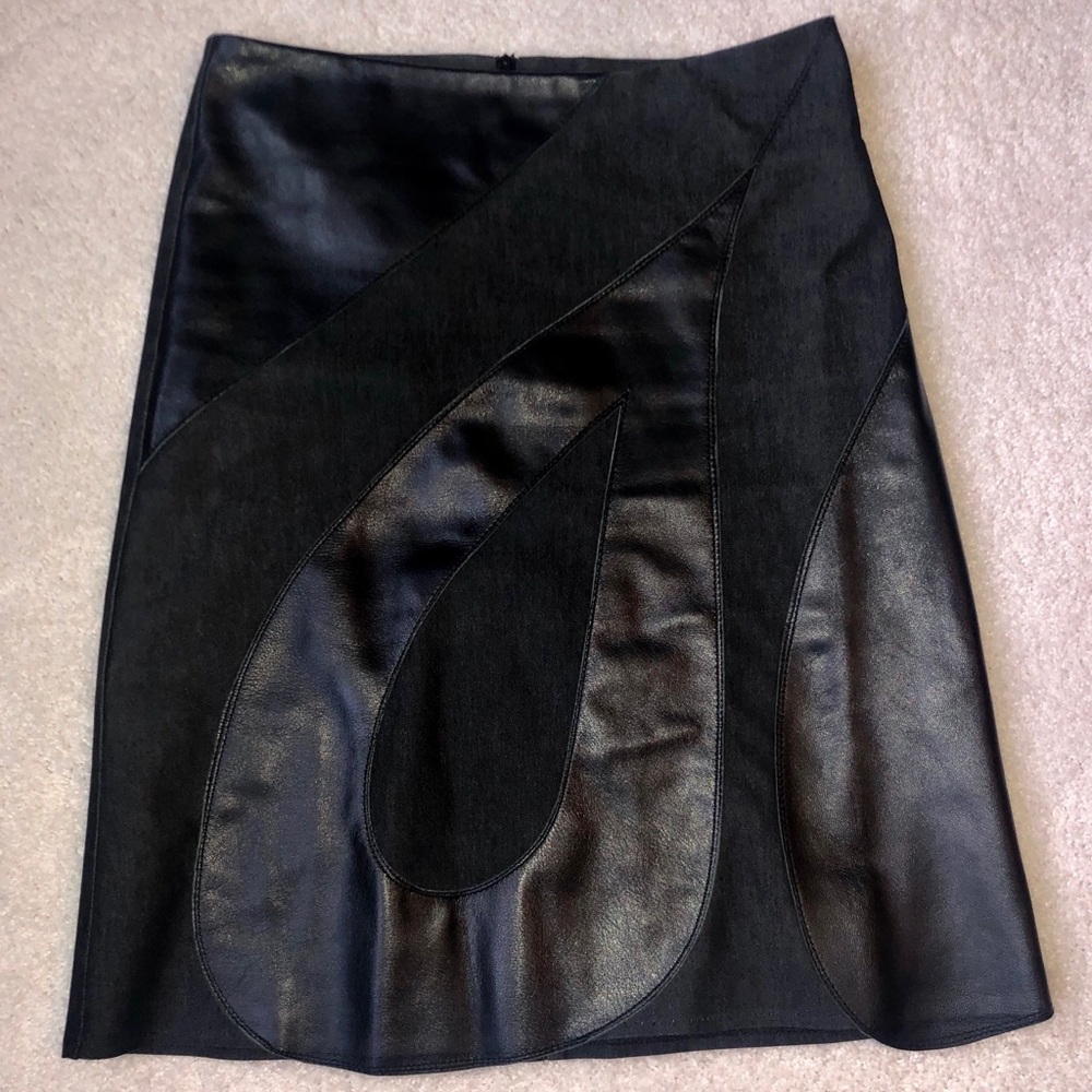 Polli Says black skirt with leather appliqués Sz 2